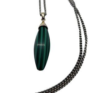 Faux or real Malachite necklace in sterling silver setting